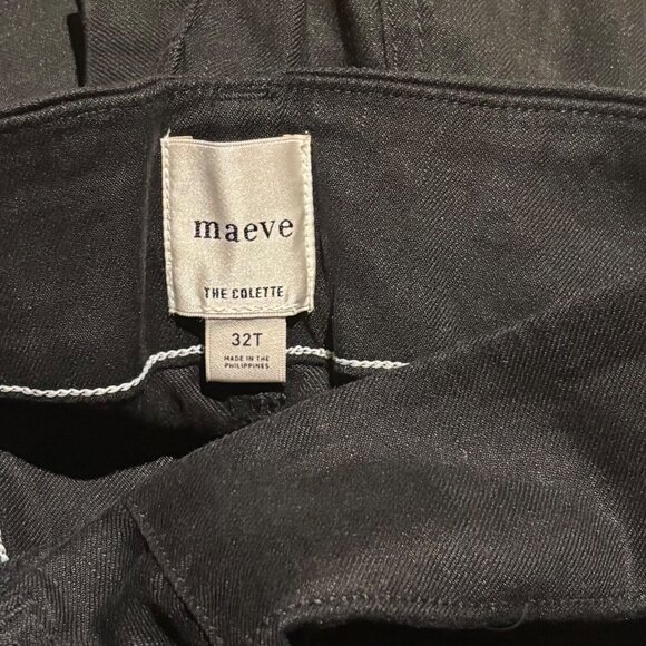 Maeve Anthropologie The Colette Linen Blend Crop Wide-Leg Pants Black 32T Black - Picture 6 of 7